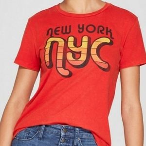 NYC New York Shirt Women's Size Large NWT Red Tee Top Mighty Fine